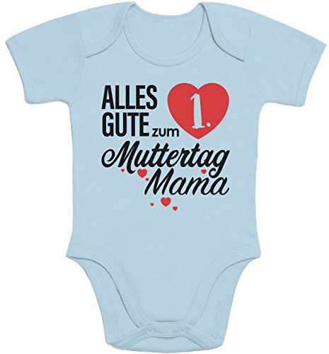 Shirtgeil Muttertagsgeschenk - Alles Gute zum 1. Muttertag Mama Baby Body Kurzarm-Body - 0-3M - Hellblau von Shirtgeil