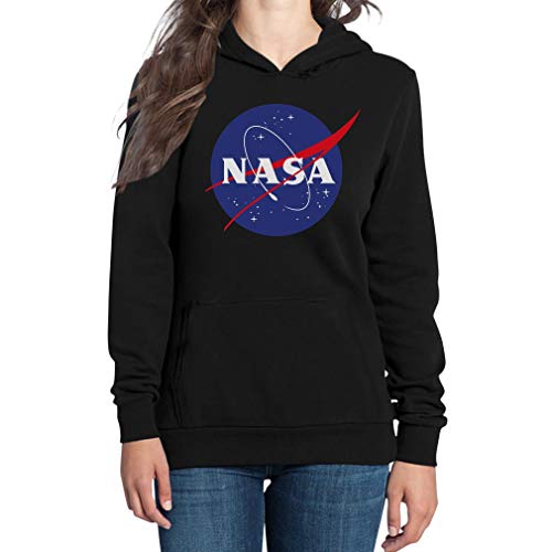 Shirtgeil NASA Logo Space Raumfahrt Damen Outfit Damen Kapuzenpullover Hoodie Small Schwarz von Shirtgeil