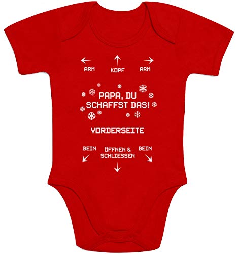 Shirtgeil Baby Body Weihnachtsbody Papa Du Schaffst Das - Weihnachts Design für Neue Väter 0-3 Monate Rot von Shirtgeil