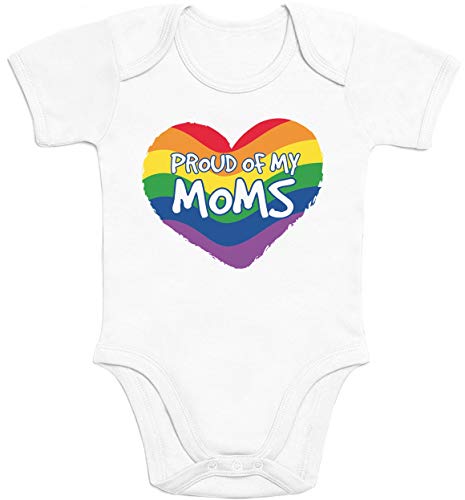 Shirtgeil Baby Body Proud of My Moms - LGBT Regenbogen Herz Geschenke für Mütter 6-12 Monate Weiß von Shirtgeil