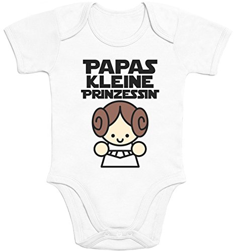 Shirtgeil Baby Body mit Spruch Süße Geschenke für Väter - Papas Kleine Prinzessin Papa Strampler Kurzarm Babybody - Babykleidung - Baby Kleidung Babystrampler 0-3 Monate Weiß von Shirtgeil