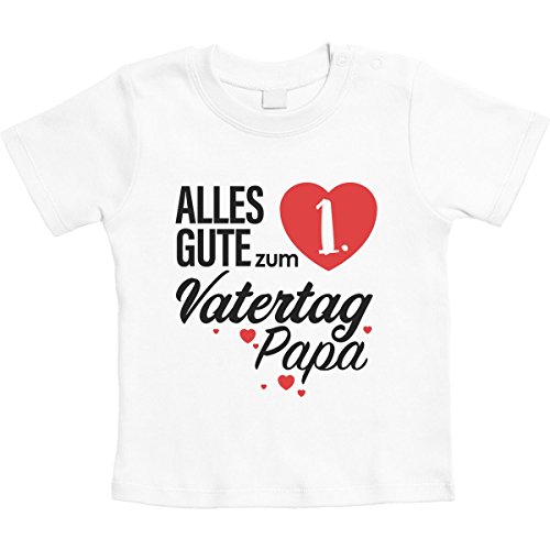 Baby Tshirt Vater Vatertagsgeschenk Alles Gute zum 1. Vatertag Papa Baby T-Shirt Junge 12-18 Monate Weiß von Shirtgeil