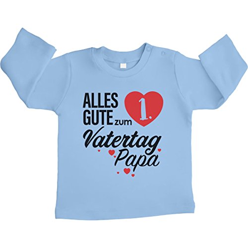 Shirtgeil Baby Langarmshirt Junge Mädchen Vatertagsgeschenk Alles Gute zum 1 6-12 Monate Hellblau von Shirtgeil