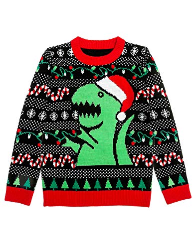Shirtgeil Weihnachtspullover Herren Damen T-Rex Unisex Strickpullover Sweater Large von Shirtgeil