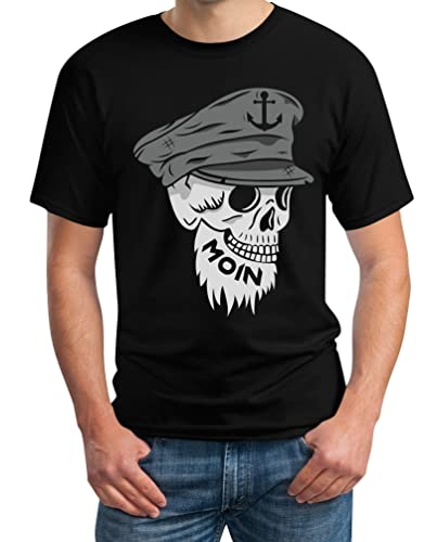 Skull Totenkopf Moin Tshirt Herren Hamburg Souvenir Herren T-Shirt 4X-Large Schwarz von Shirtgeil