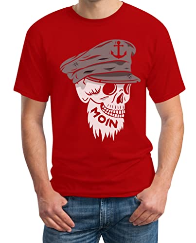 Skull Totenkopf Moin Tshirt Herren Hamburg Souvenir Herren T-Shirt 5X-Large Rot von Shirtgeil