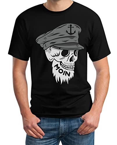 Skull Totenkopf Moin Tshirt Herren Hamburg Souvenir Herren T-Shirt X-Large Schwarz von Shirtgeil