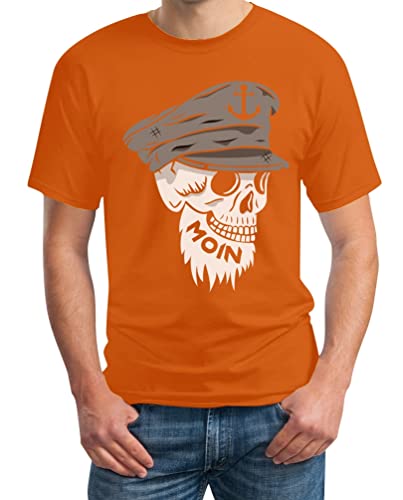 Skull Totenkopf Moin Tshirt Herren Hamburg Souvenir Herren T-Shirt XX-Large Orange von Shirtgeil