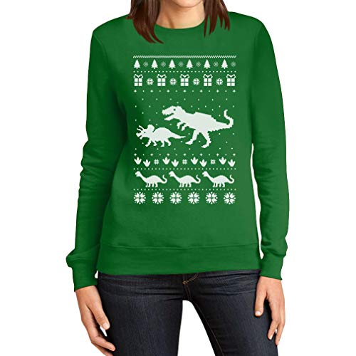 T-Rex Dinosaurier Süsser Weihnachtspulli Frauen Sweatshirt XX-Large Grün T-Rex Dinosaurier Süsser Weihnachtspulli Frauen Sweatshirt XX-Large Grün von Shirtgeil