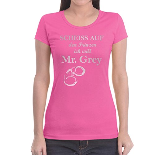 T-Shirt Damen 50 Shades Scheiss Auf Den Prinzen Ich Will Mr Grey Frauen Tshirt Slim Fit Medium Rosa von Shirtgeil