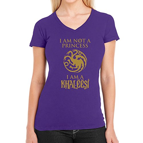 T Shirt Damen V Ausschnitt I'm not a Princess - I'm a Khaleesi GOT Damen T-Shirt X-Large Lila von Shirtgeil