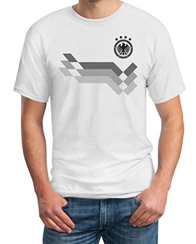 T-Shirt Herren Deutschland Deutsches Fußball Fan-Trikot EM Fanshirt Männer Tshirt Medium Weiß von Shirtgeil