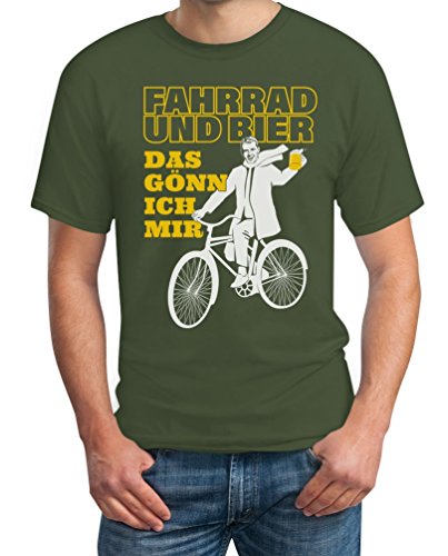 T-Shirt Herren Fahrrad und Bier das gönn ich Mir - Männertag Herrentag Tshirt Männer Medium Olivgrün von Shirtgeil