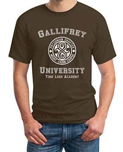 T-Shirt Herren Gallifrey University Braun L Männer Tshirt - Doctor Time Academy Who von Shirtgeil