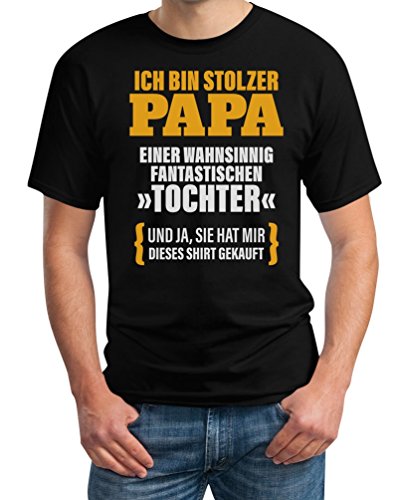 T-Shirt Herren Geschenk für Vater - Ich Bin Stolzer Papa Einer Fantastischen Tochter 3XL Schwarz von Shirtgeil