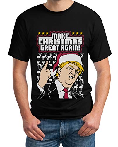 T-Shirt Herren Hässliches Weihnachts Tshirt Männer Trump Make Christmas Great Again 4XL Schwarz von Shirtgeil