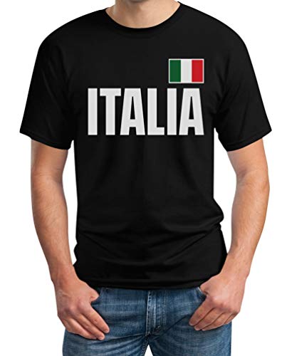 T-Shirt Herren Italien Fußball EM Fan Shirt Italia Männer Tshirt Trikot 3XL Schwarz von Shirtgeil