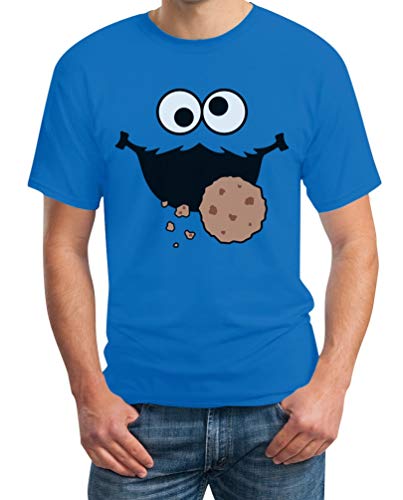 T-Shirt Herren Karneval & Fasching Keks-Monster Krümel Kostüm Männer Tshirt XL Hellblau von Shirtgeil