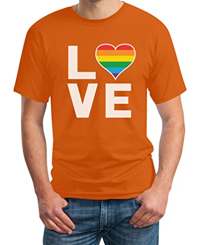 T-Shirt Herren LGBT Pride Outfit Homosexuell Gay Pride Regenbogen Herz in Love Rainbow LGBTQ CSD Männer Tshirt XX-Large Orange von Shirtgeil