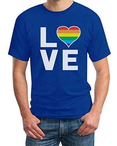 T-Shirt Herren LGBT Pride Outfit Homosexuell Gay Pride Regenbogen Herz in Love Rainbow LGBTQ CSD Männer Tshirt XXXXX-Large Blau von Shirtgeil