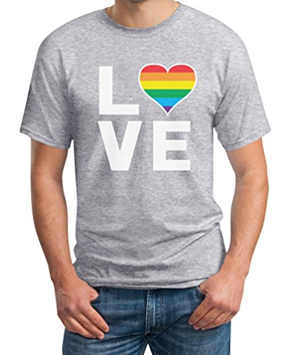 T-Shirt Herren LGBT Pride Outfit Homosexuell Gay Pride Regenbogen Herz in Love Rainbow LGBTQ CSD Männer Tshirt XXXXX-Large Grau von Shirtgeil