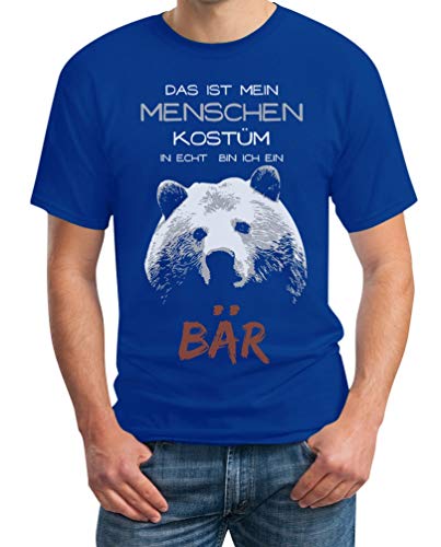 T-Shirt Herren Menschen Kostüm in echt Bin ich EIN Bär Karneval Kostüm Männer Tshirt XXL Blau von Shirtgeil