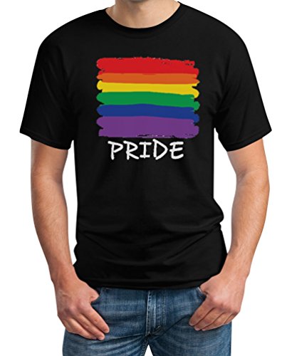 T-Shirt Herren Regenbogen Gay Pride Love Liebe Schwul LGBTQ Männer Tshirt Medium Schwarz von Shirtgeil