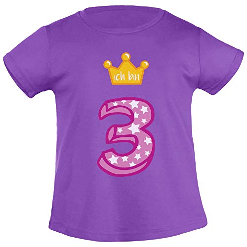 T-Shirt Mädchen Ich Bin DREI Goldene Krone 3 Geburtstag Mädchen Tshirt 104 Lila von Shirtgeil