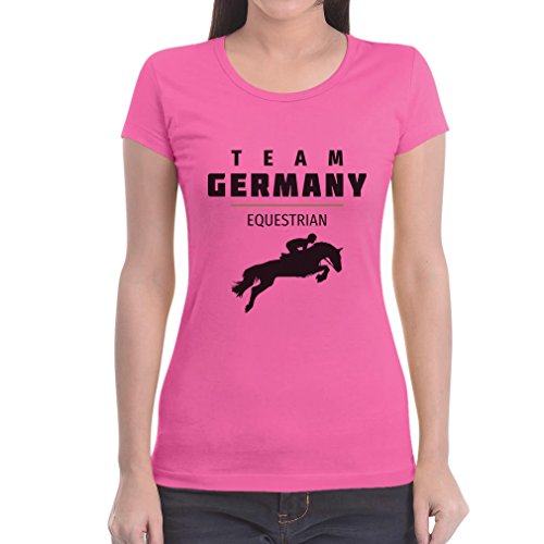 Team Germany Equestrian Pferde Springreiten Rio Frauen T-Shirt Slim Fit Small Rosa von Shirtgeil