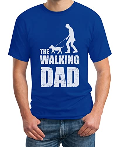 The Walking Dad für Hundeliebhaber Herrchen Hunde Motive Herren T-Shirt Large Blau von Shirtgeil