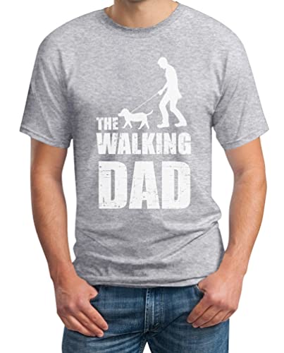 The Walking Dad für Hundeliebhaber Herrchen Hunde Motive Herren T-Shirt Large Grau von Shirtgeil