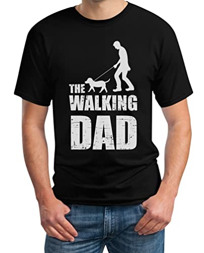 The Walking Dad für Hundeliebhaber Herrchen Hunde Motive Herren T-Shirt Large Schwarz von Shirtgeil