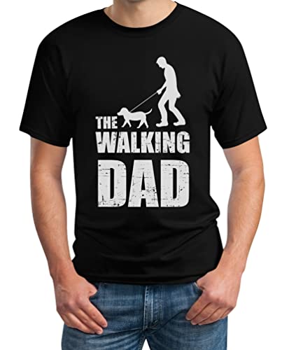 The Walking Dad für Hundeliebhaber Herrchen Hunde Motive Herren T-Shirt Small Schwarz von Shirtgeil