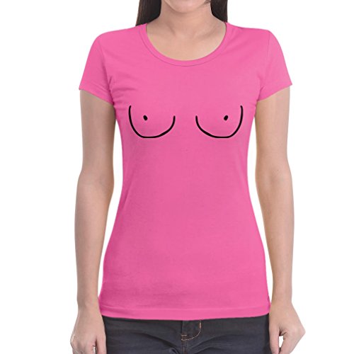 Titties Damen Rosa Large T- Shirt - Witziges Brüste Motiv/Tittchen von Shirtgeil