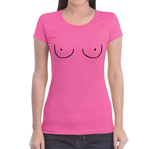 Titties Damen Rosa Small T- Shirt - Witziges Brüste Motiv/Tittchen von Shirtgeil