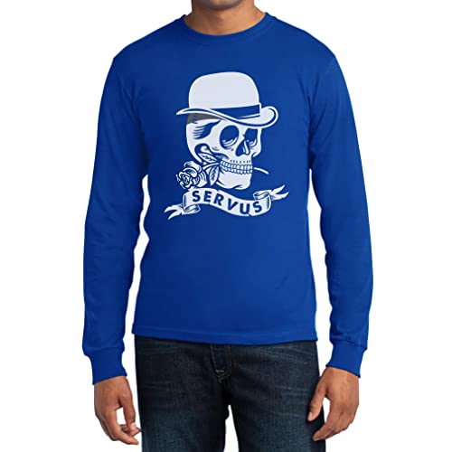 Trachten Wiesn Outfit Servus Totenkopf Skull Oktoberfest Langarm T-Shirt Small Blau von Shirtgeil