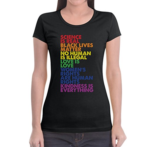 Tshirt Damen Love is Love Pride LGBTQ Kleidung - Lesbian & Gay Damen T-Shirt Slim Fit Large Schwarz von Shirtgeil