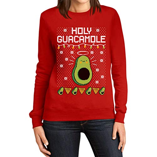 Ugly Chrismas Holy Guacamole - Avocado Engel Frauen Sweatshirt Large Rot von Shirtgeil