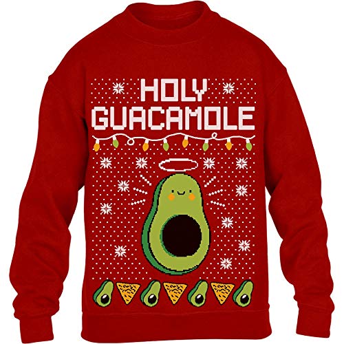 Ugly Chrismas Kinder Holy Guacamole Avocado Engel Kinder Pullover Sweatshirt 140 Rot von Shirtgeil