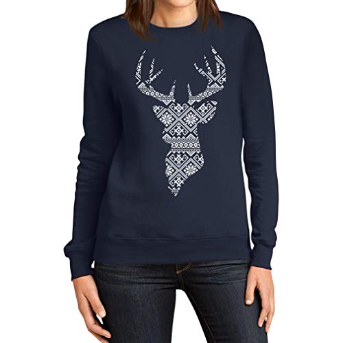 Ugly Christmas Dear Silhouette Weihnachtspullover Frauen Sweatshirt Small Marineblau von Shirtgeil