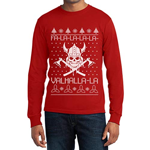 Ugly Christmas FA la la Valhalla Wikinger Xmas Langarmshirt Langarm T-Shirt X-Large Rot von Shirtgeil