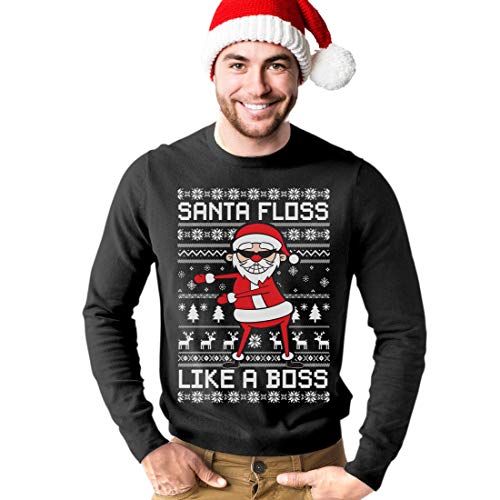 Ugly Christmas Santa Floss Like a Boss Weihnachtsshirt Langarm T-Shirt Large Schwarz Ugly Christmas Santa Floss Like a Boss Weihnachtsshirt Langarm T-Shirt Large Schwarz von Shirtgeil
