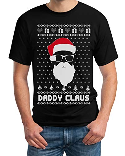 T-Shirt Herren Ugly Christmas Weihnachtsshirt Daddy Claus Tshirt Männer 4XL Schwarz von Shirtgeil