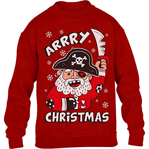 Ugly Xmas Arrry Christmas Piraten Weihnachtspullover Kinder Pullover Sweatshirt 128 Rot von Shirtgeil