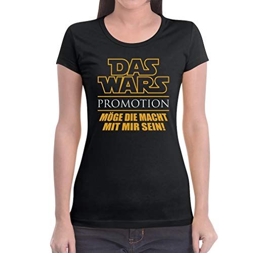 Uni - Das Wars - Promotion - Geschenk zum Abschluss Damen T-Shirt Slim Fit Medium Schwarz von Shirtgeil