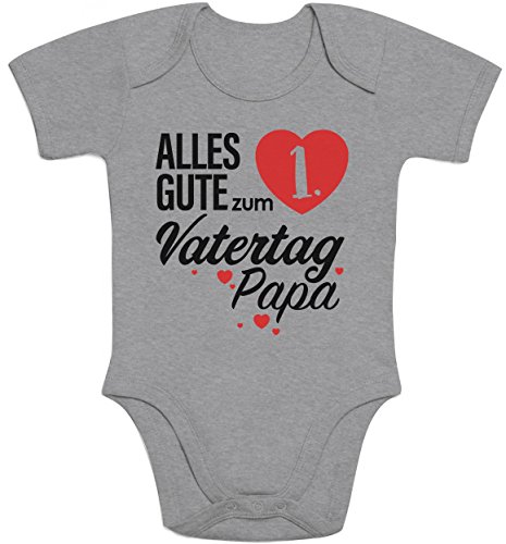 Shirtgeil Baby Body Papa Vatertagsgeschenk - Alles Gute zum 1. Vatertag Papa Kurzarm Strampler 0-3 Monate Grau von Shirtgeil