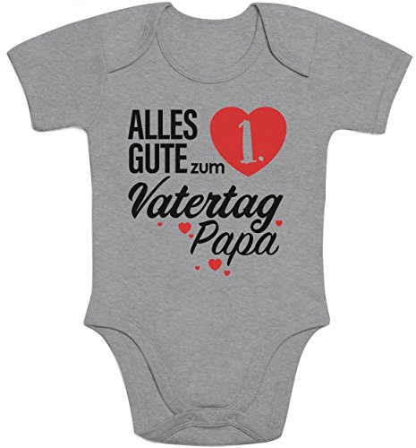 Shirtgeil Baby Body Papa Vatertagsgeschenk - Alles Gute zum 1. Vatertag Papa Kurzarm Strampler 3-6 Monate Grau von Shirtgeil