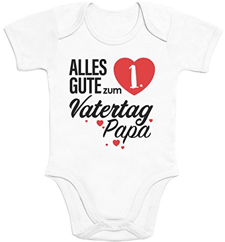 Shirtgeil Baby Body Papa Vatertagsgeschenk - Alles Gute zum 1. Vatertag Papa Kurzarm Strampler 3-6 Monate Weiß von Shirtgeil