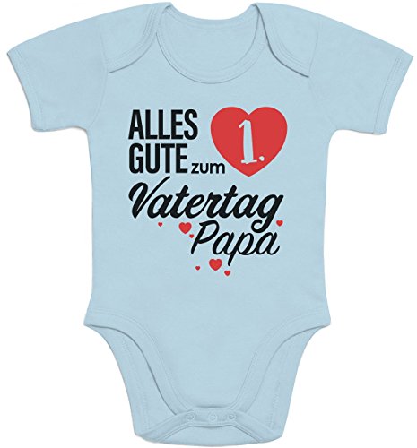 Shirtgeil Baby Body Papa Vatertagsgeschenk - Alles Gute zum 1. Vatertag Papa Kurzarm Strampler 6-12 Monate Hellblau von Shirtgeil