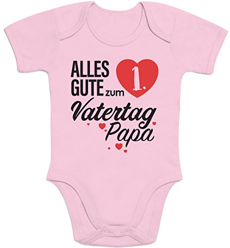 Shirtgeil Baby Body Papa Vatertagsgeschenk - Alles Gute zum 1. Vatertag Papa Kurzarm Strampler 6-12 Monate Rosa von Shirtgeil